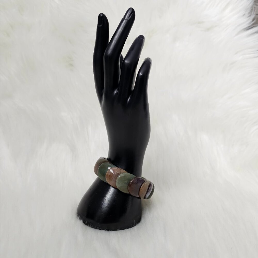 Jasper Natural Stone New Overlap Multi Color Stretch Bracelet